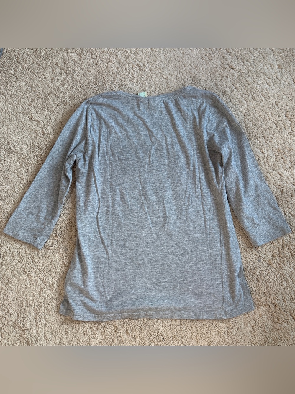 Caribbean Joe womens Gray Flamingo Print Top Size S Small 3/4 Sleeve Cotton Tee - Picture 3 of 6